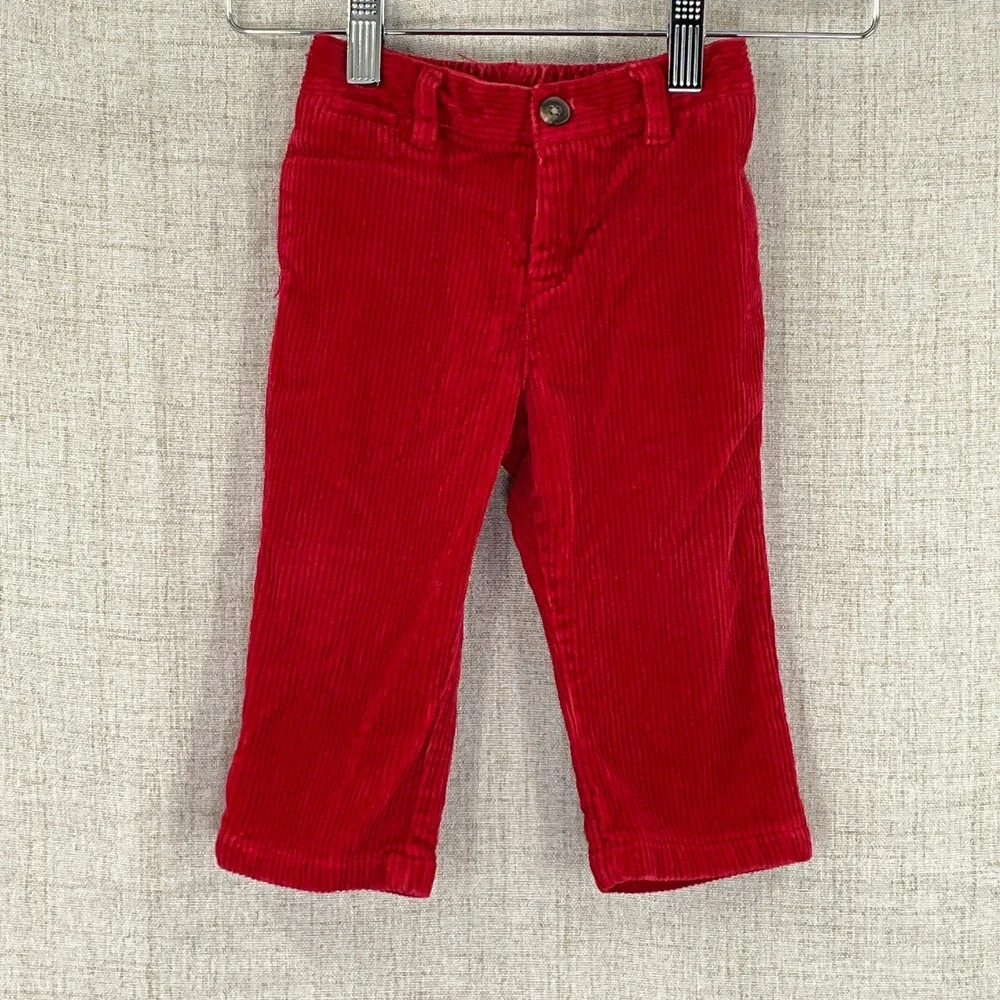 Ralph Lauren‎ Corduroy Pants Baby Toddler Red Size 12M Elastic Waist Pockets